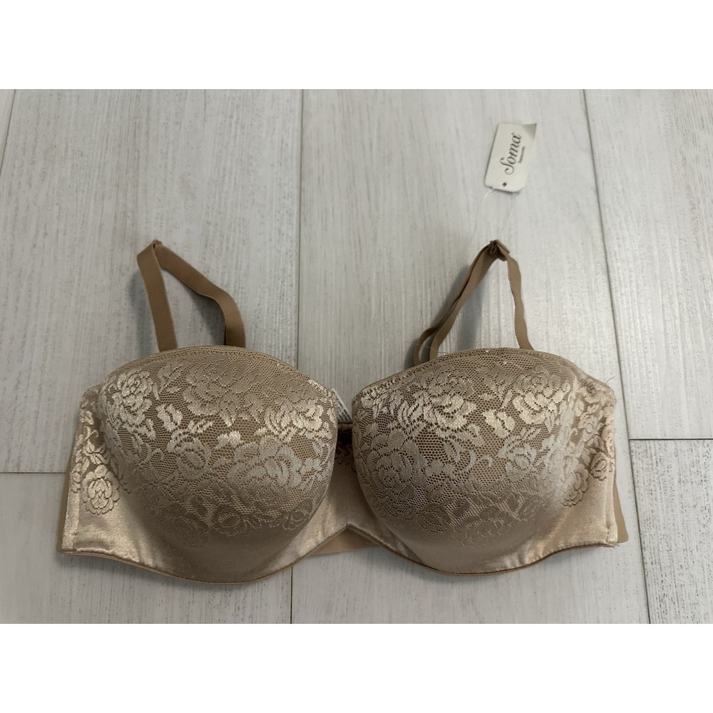 NWT SOMA Stunning Support Strapless Bra Size 36D Soft Tan Color